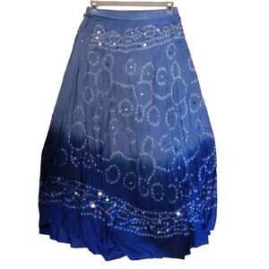 Blue Two Tone Elastic Ankle Length Skirt Size Large Sequin